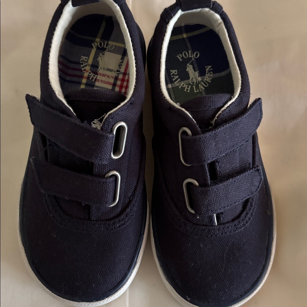 Shoes toddler boys new size 9M Polo Ralph Lauren navy velcro straps fabric upper